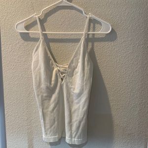 Free People Tank Top with decorative cross patterned V-neck Size M/L